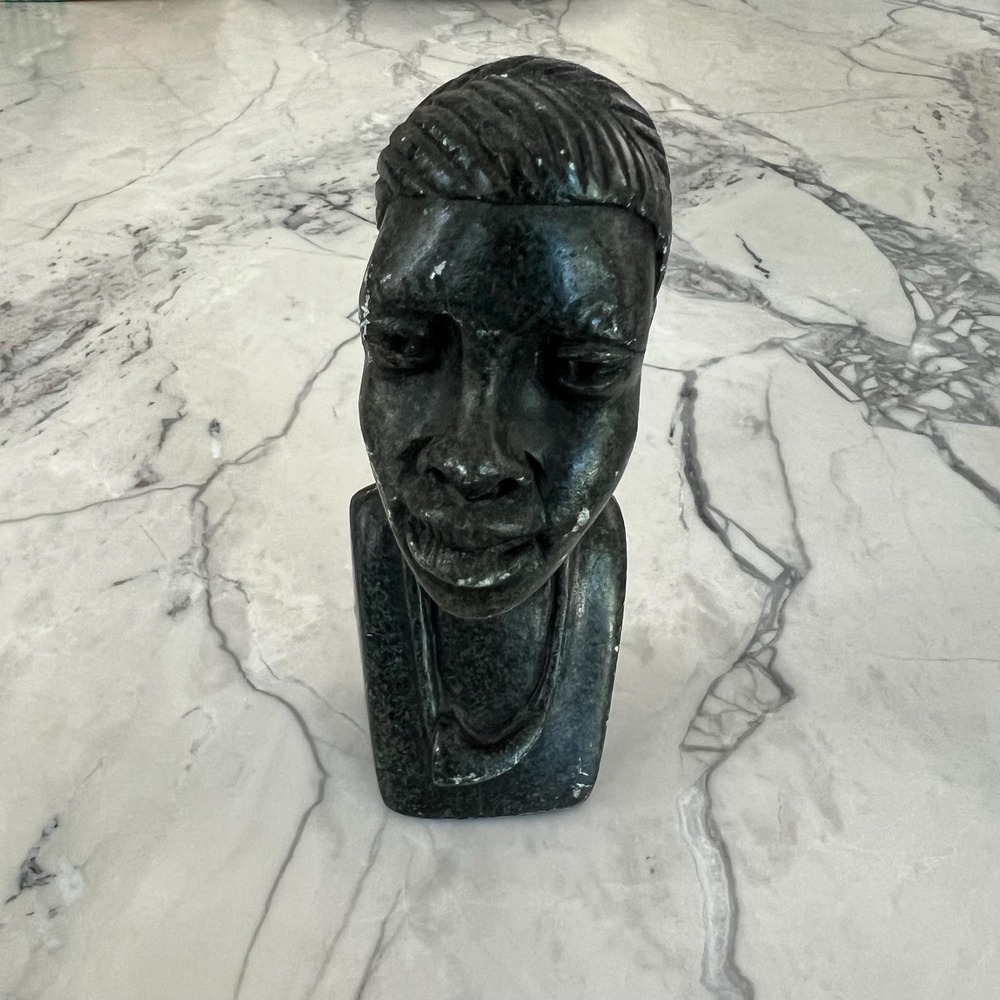 African stone bust sculpture hand carved